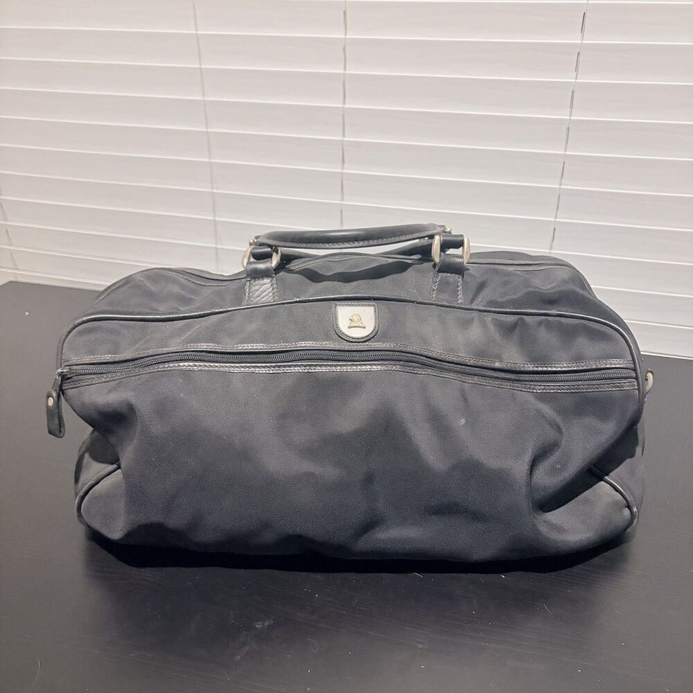 Vintage Mark Cross Canvas Leather Weekender Duffel Carry On Travel Bag